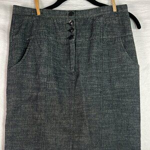 AGB Black Button Up Skirt Pockets Cotton Size 10 Casual Goth Grunge Preppy